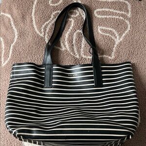 Kate Spade Black and Cream Striped Tote
